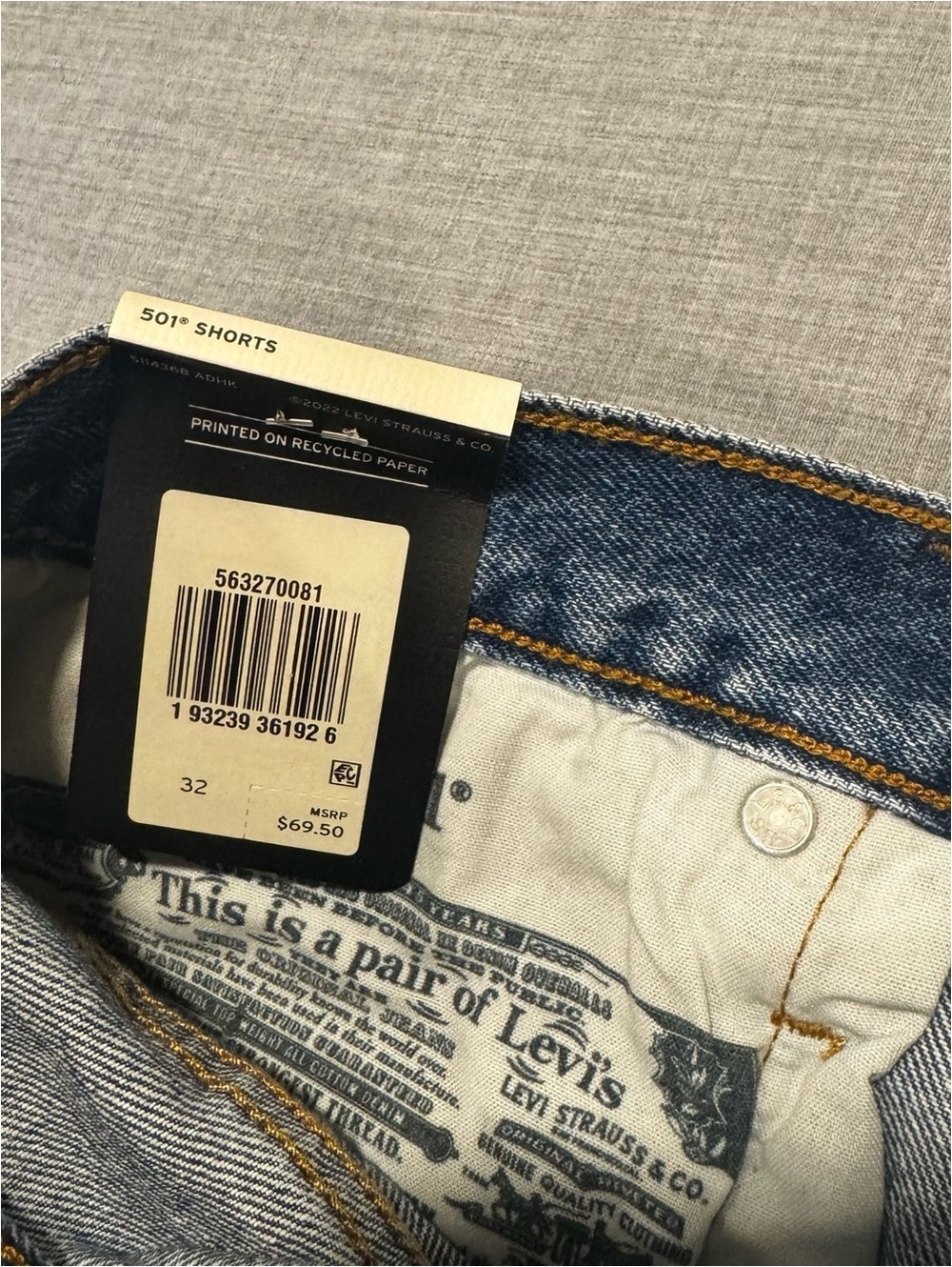 Levi’s 501 Women’s Denim Jean Shorts Size 32 Button Fly Blue Cutoff High Rise - Picture 6 of 11